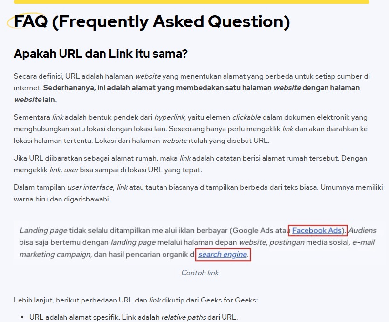 Halaman FAQ Artikel