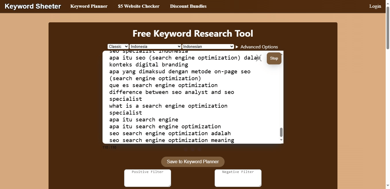 Keyword Sheeter