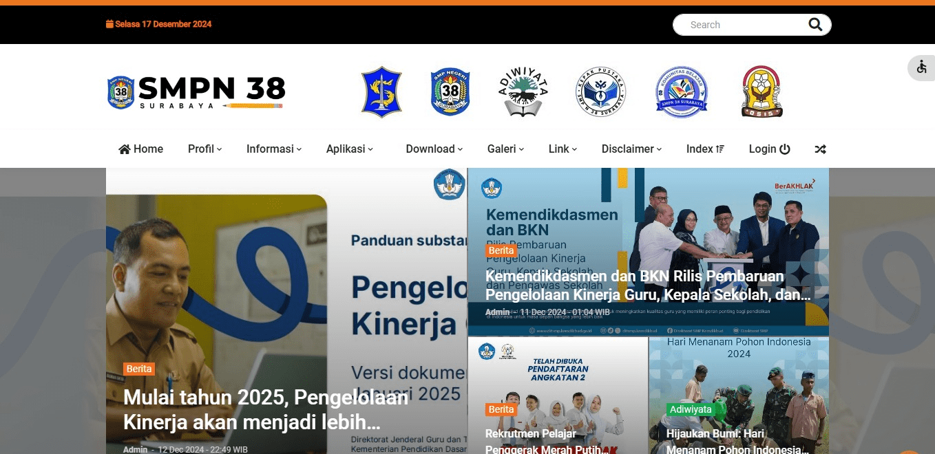 Website SMP Negeri 38 Surabaya