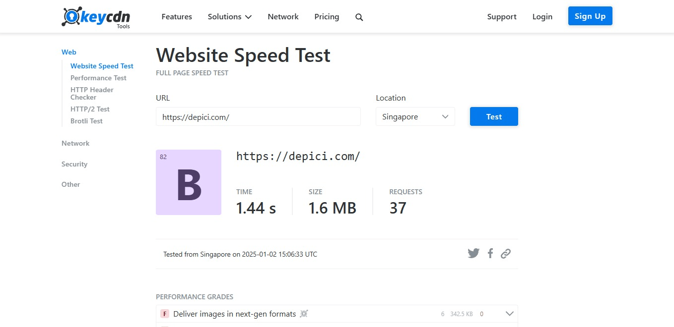 KeyCDN Website Speed Test