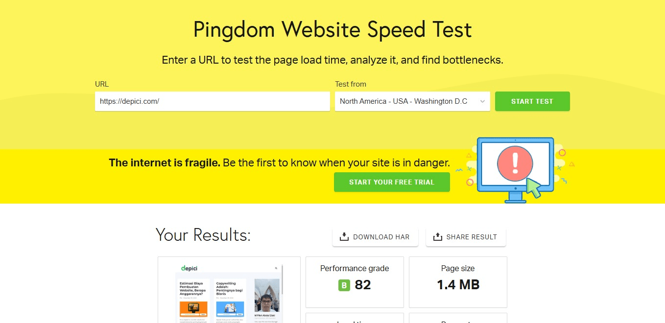 Pingdom Website Speed Test